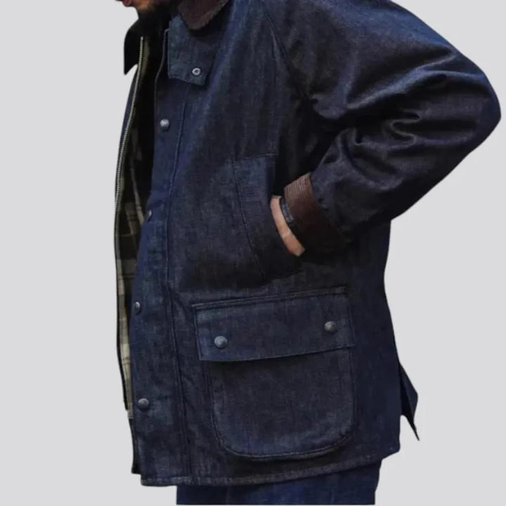 Medium length casual stylish men's denim coat