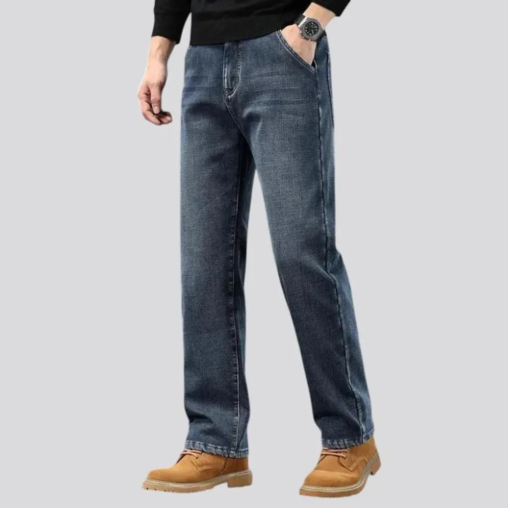 Straight fit dark faded men's jeans