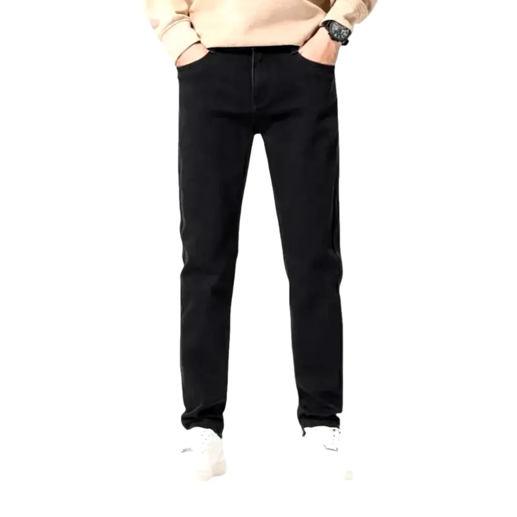 Stretchable Mid-waist Men's Jeans - Black