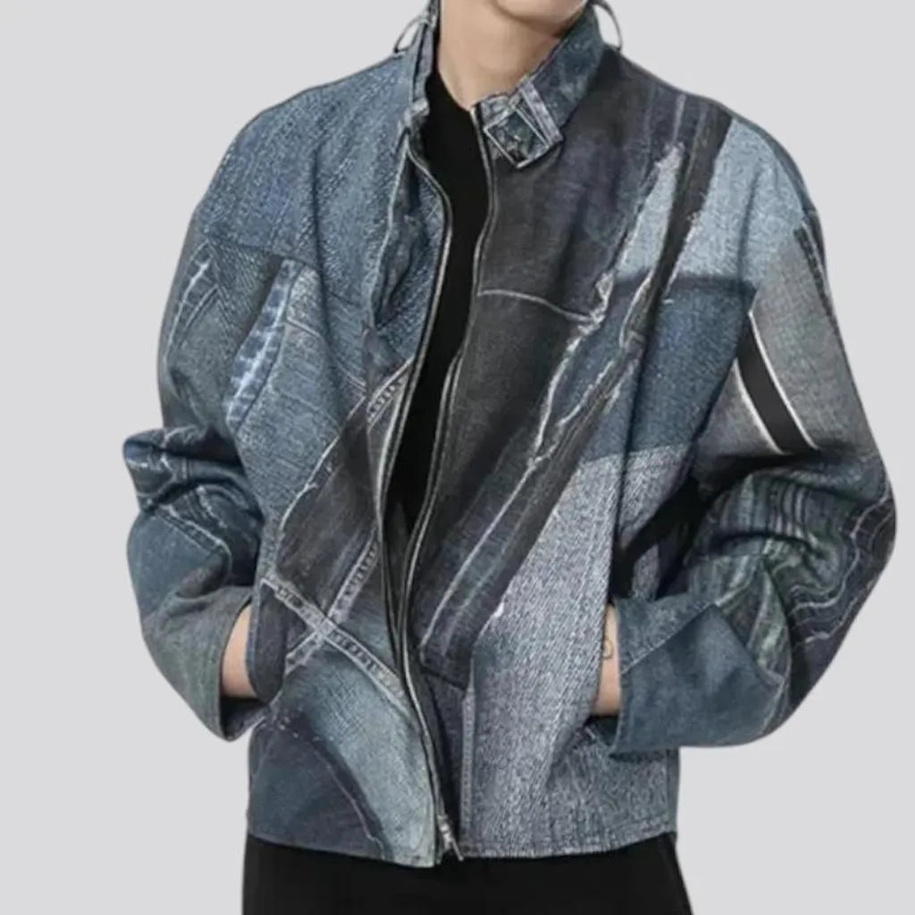 Stylish biker men's denim jacket