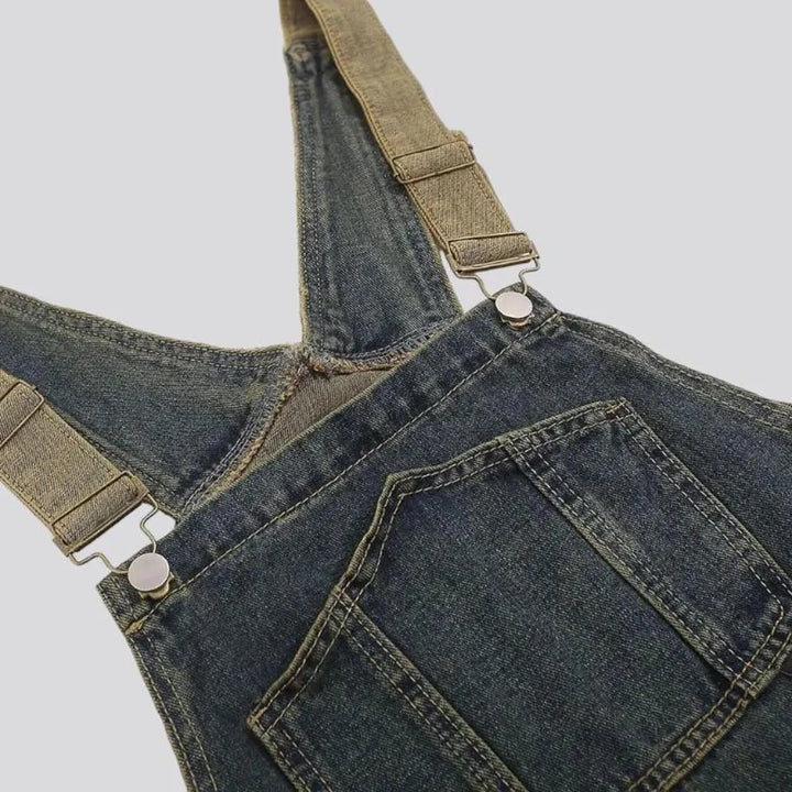 Vintage dark-wash denim jumpsuit
 for men