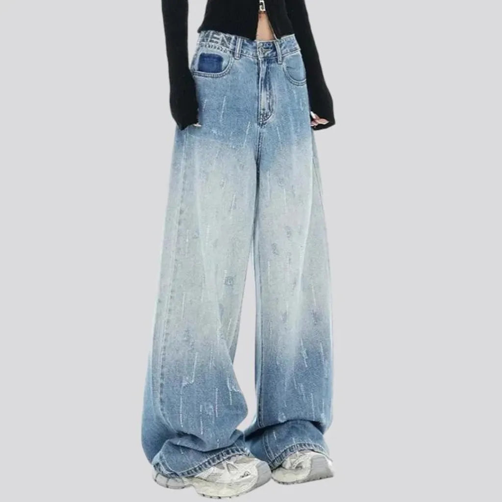 Baggy-fit gradient effect women's jeans