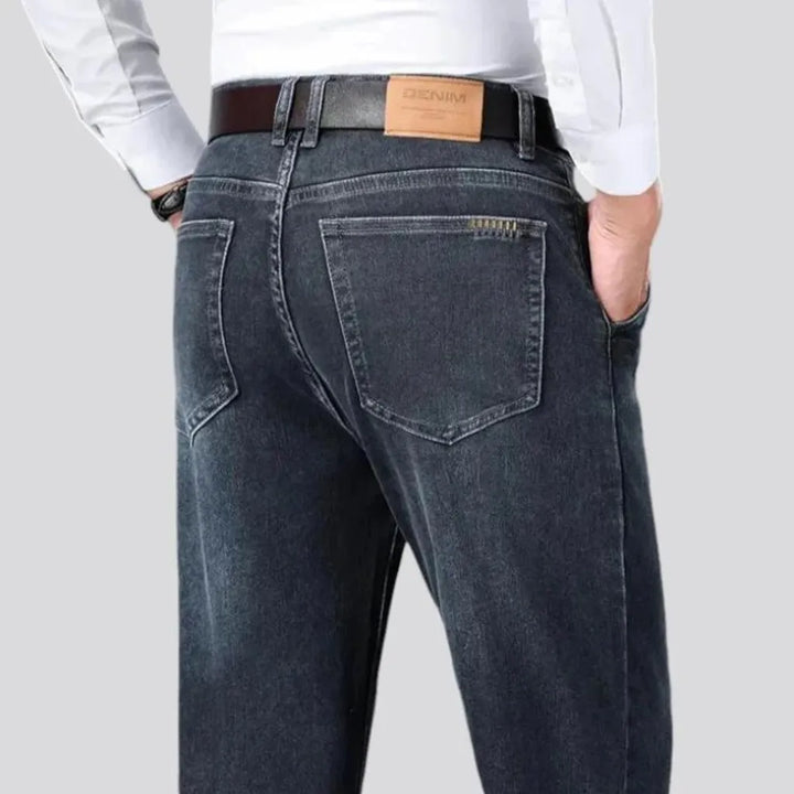 Stretchable straight fit sanded men's jeans