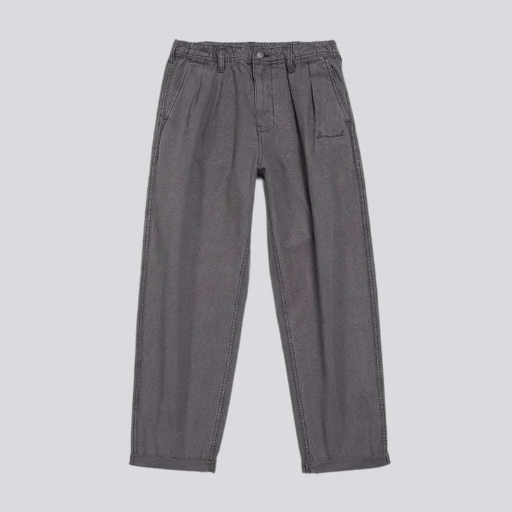 Monochrome high-waist denim pants
 for men