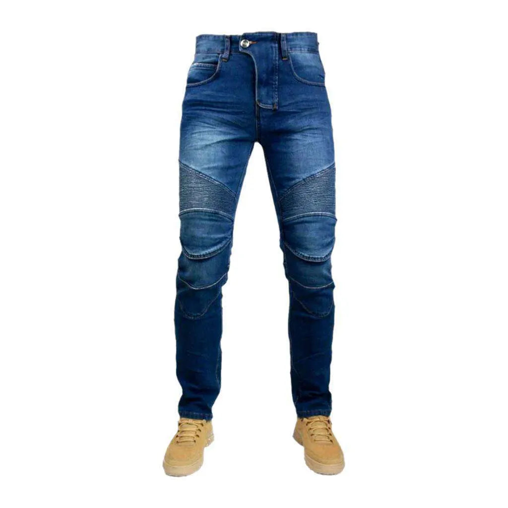 Biker men's mid-waist jeans