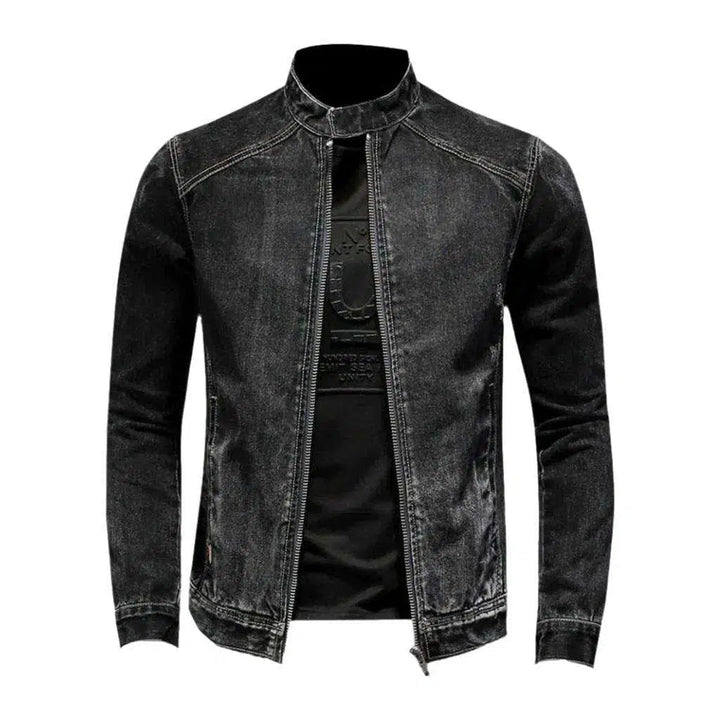 Black biker men's jean jacket