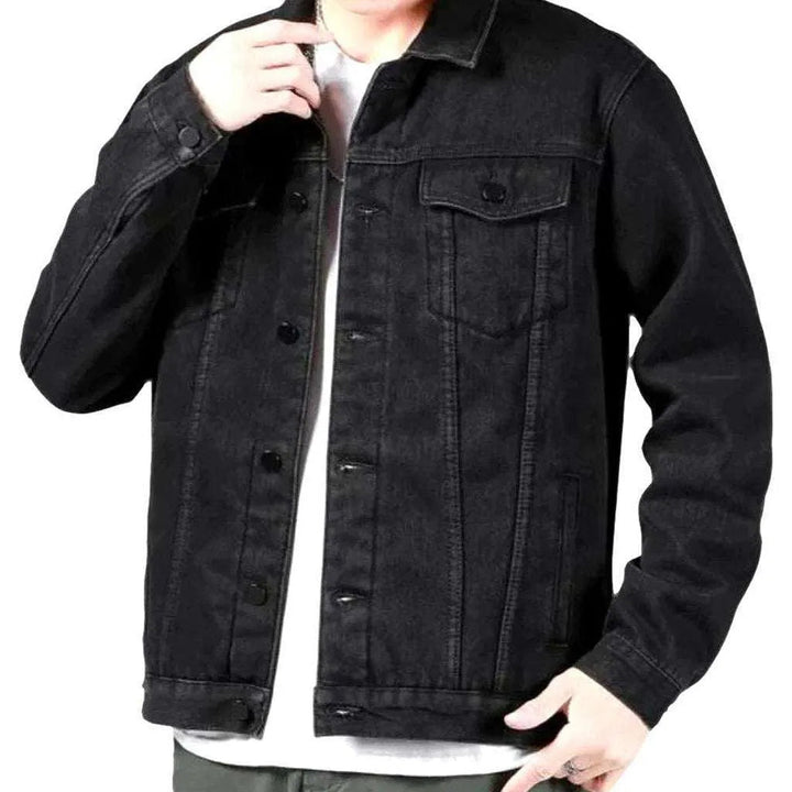 Black insulated men's jean jacket