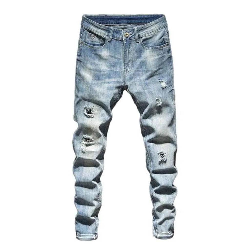 Bleached light blue men's jeans