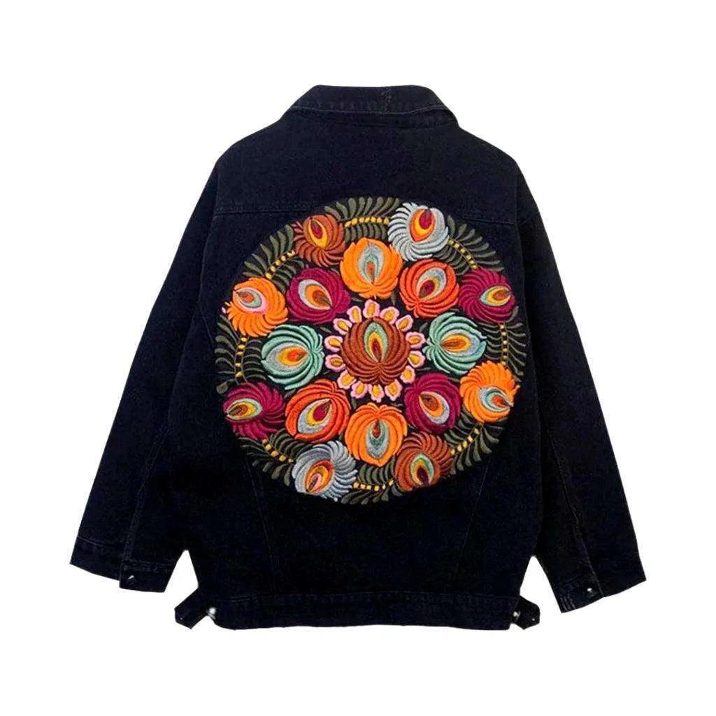 Boho back embroidery denim jacket