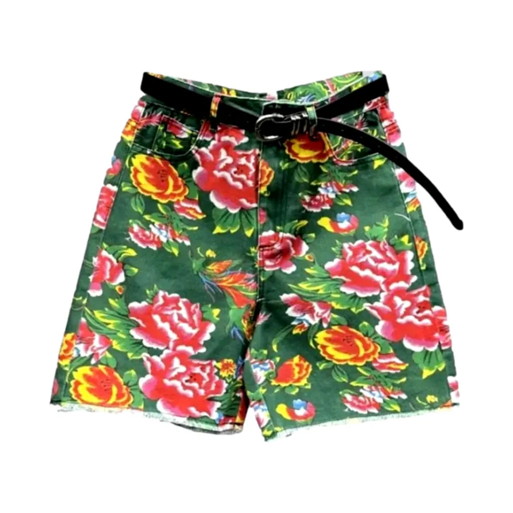 Boho raw-hem women's denim shorts