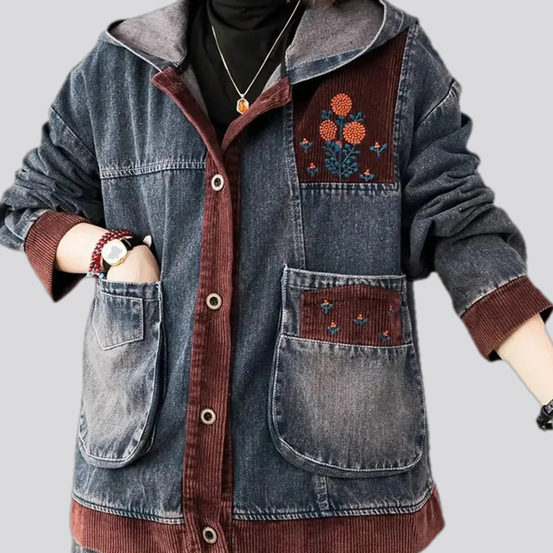 Embroidered Oversized Denim Jacket for Ladies | Jeans4you.shop