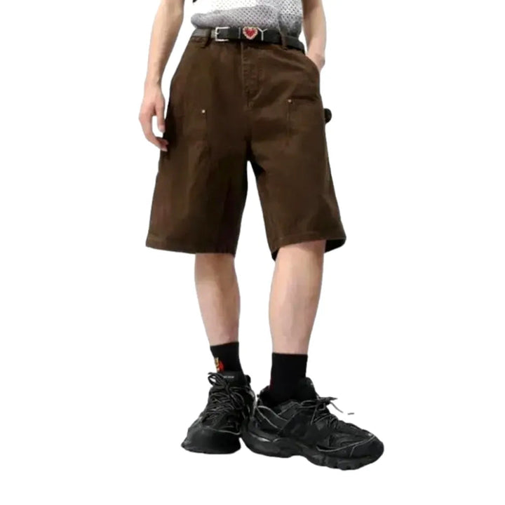 Brown high-waist men's jeans shorts