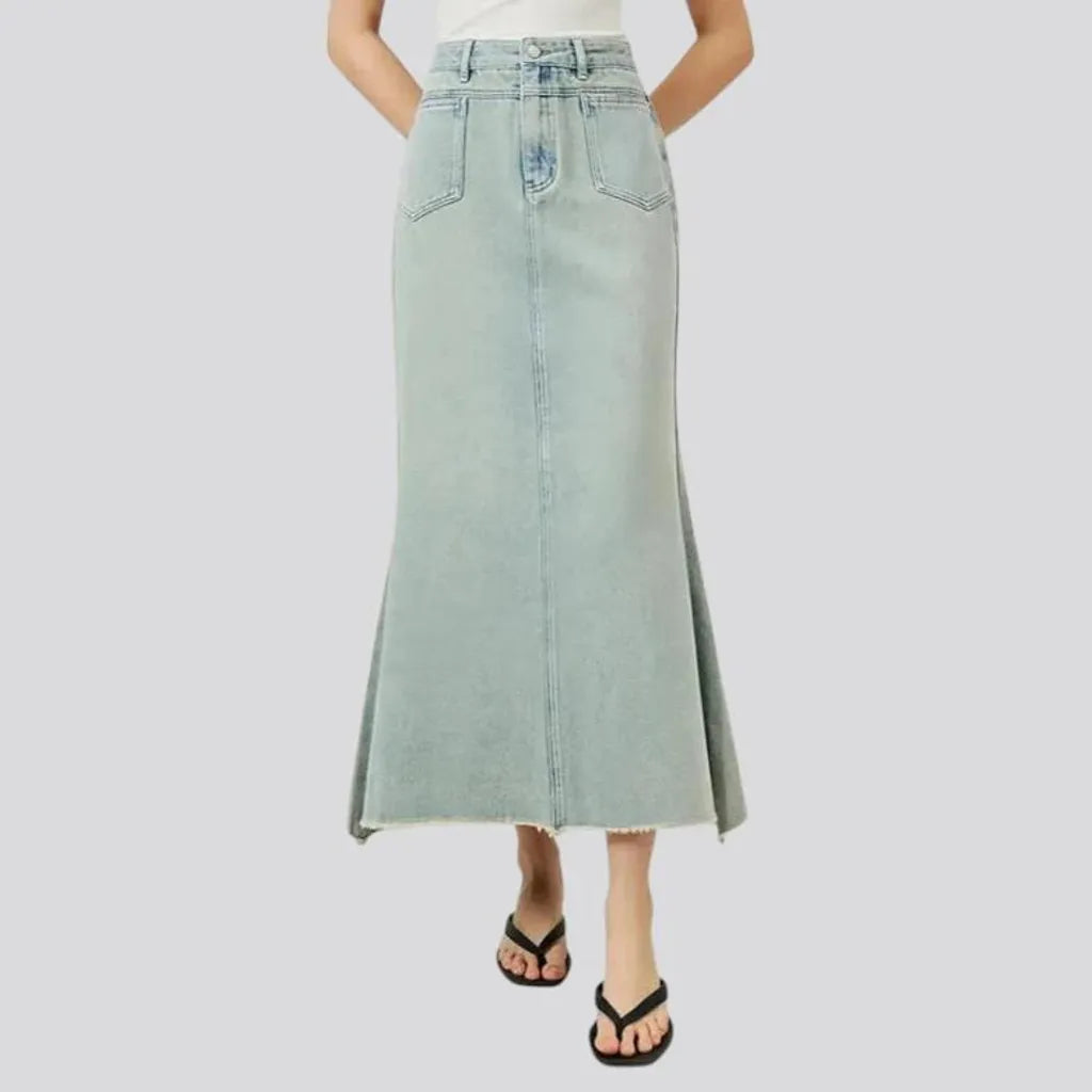 High-rise casual jean skirt