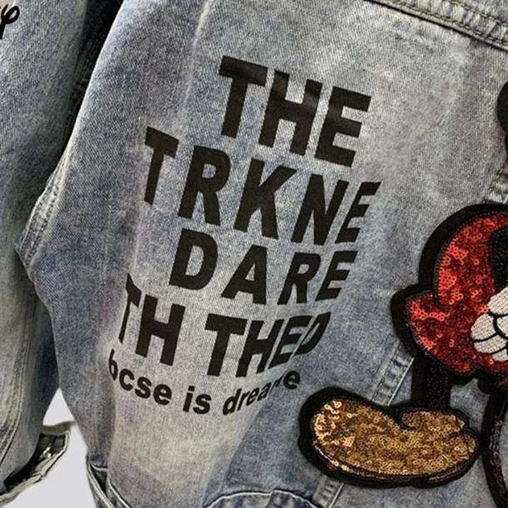Mickey embroidery women's denim jacket