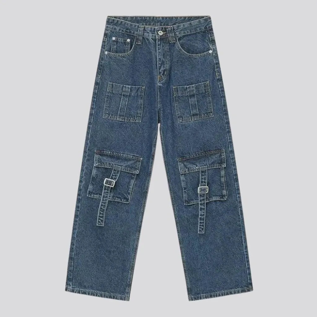 Vintage rock-washed jeans
 for men