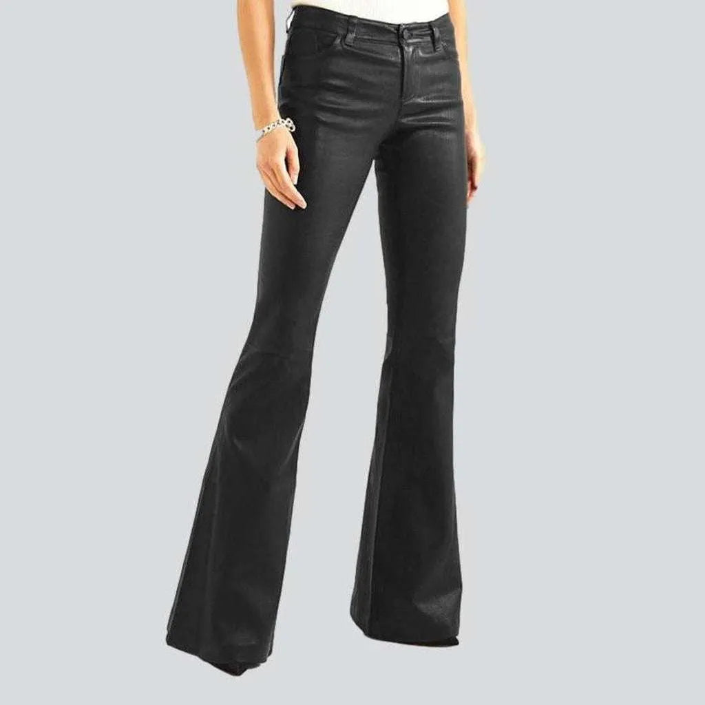 Coated women's boot cut jeans