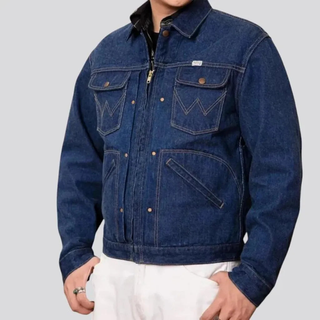 Regular fit selvedge decorative men's jeans jacket