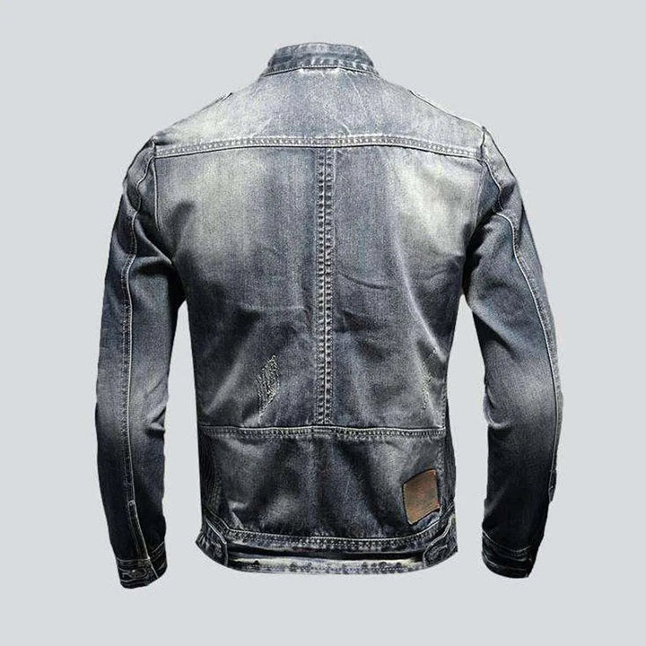 Vintage wash biker denim jacket