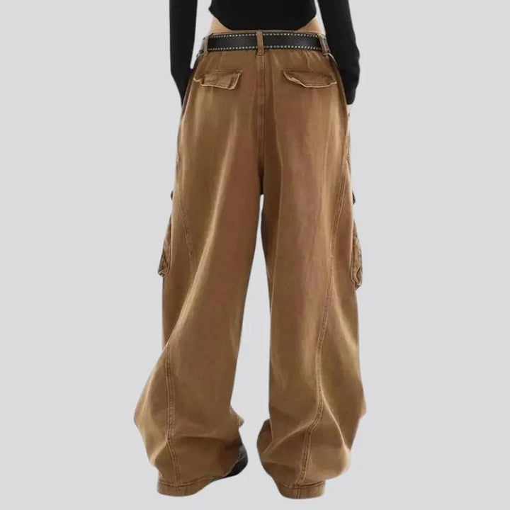 High rise baggy denim pants for women