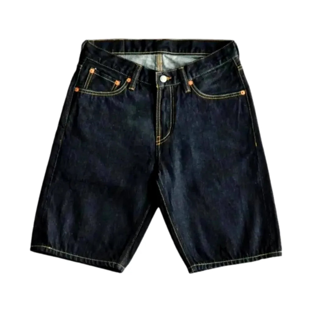 Casual Men's Denim Shorts - Dark Blue