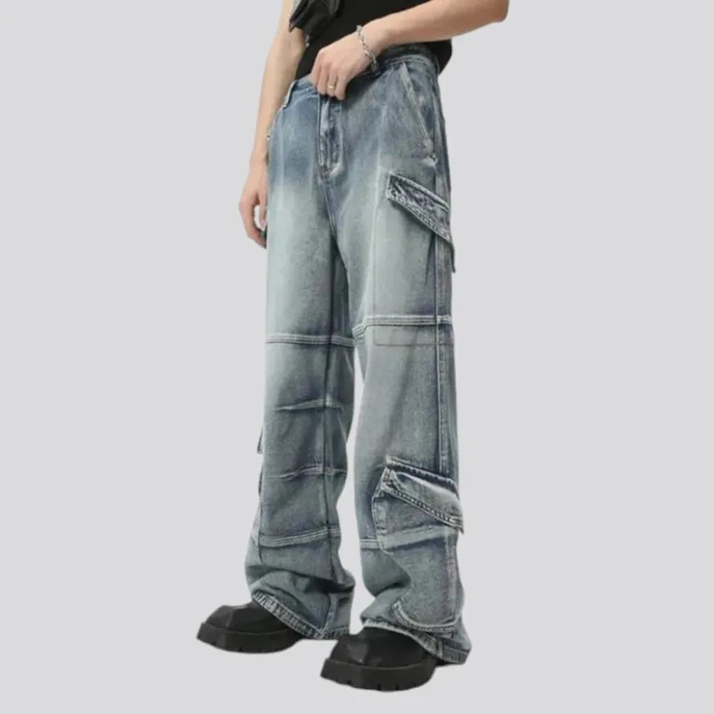 Boho cargo pocket men's jeans