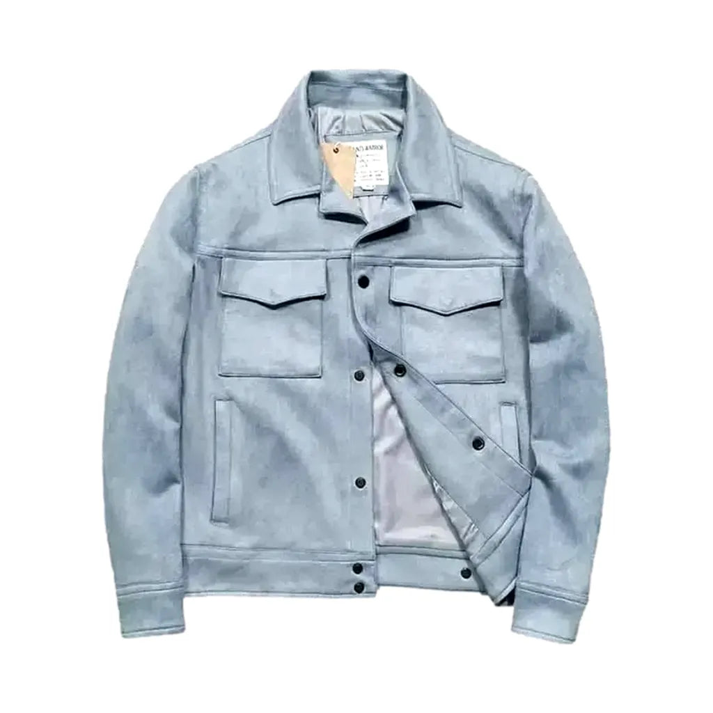 Colored Regular Fit Jean Coat for Men - Light Blue