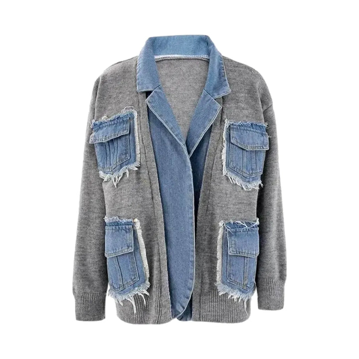 Oversized Women's Jean Cardigan - Grey