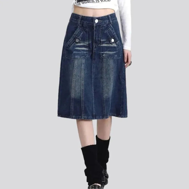 Classic sanded women's jeans skirt