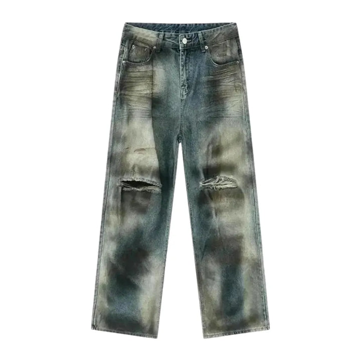 Distressed Baggy Boho Men's Jeans - Blue