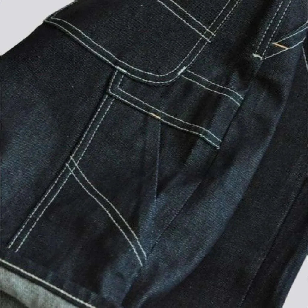 Contrast stitching men's jean shorts