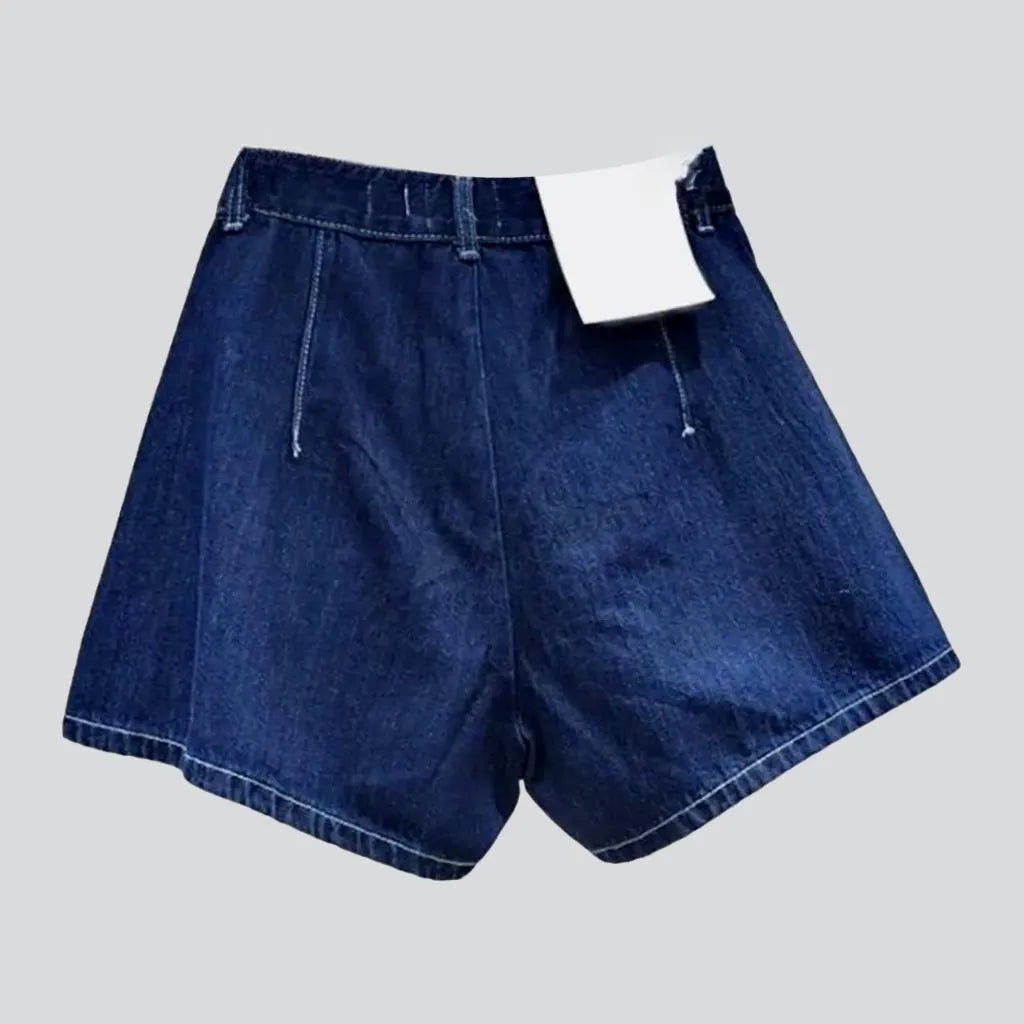 High-waist street jean shorts