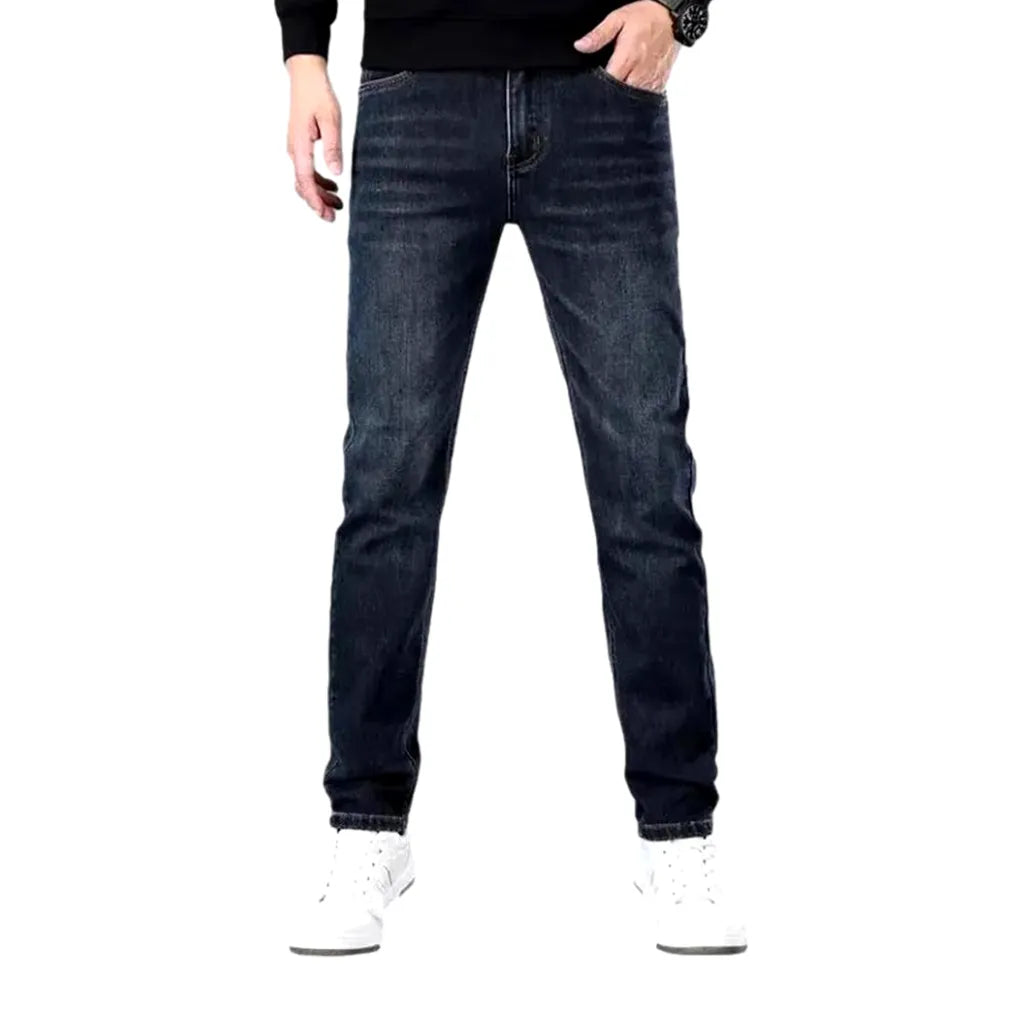 Stretchable High Waist Men's Jeans - Black