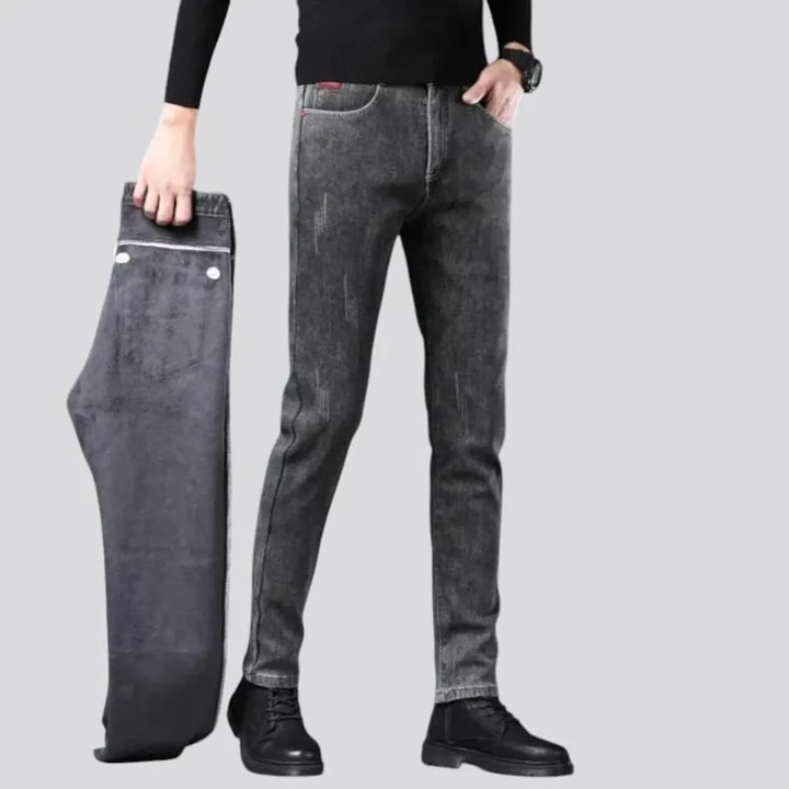 Stretchable warm men's jeans