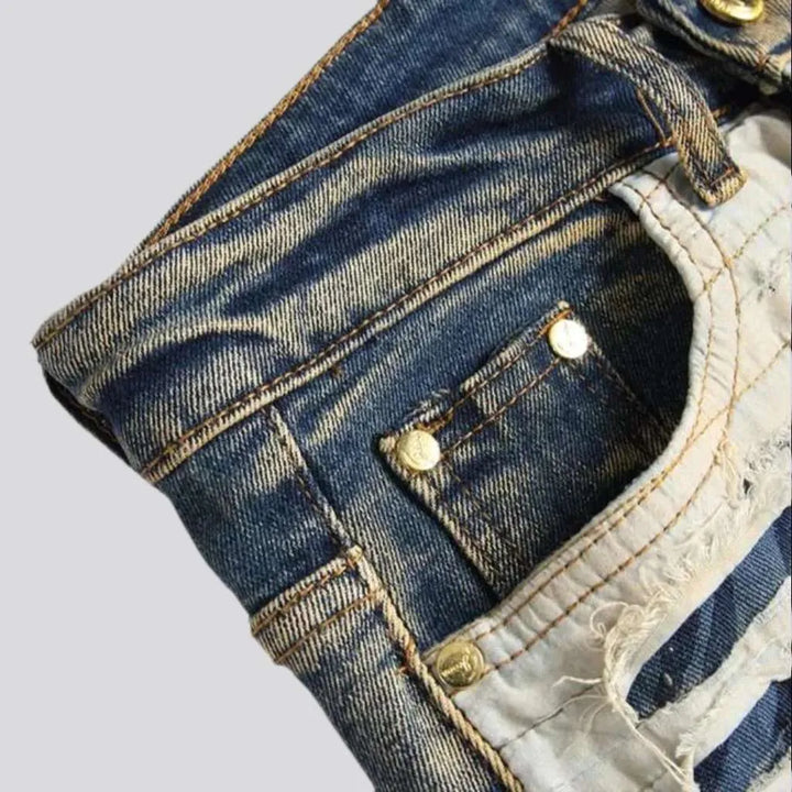 Patchwork fashion jeans
 for men