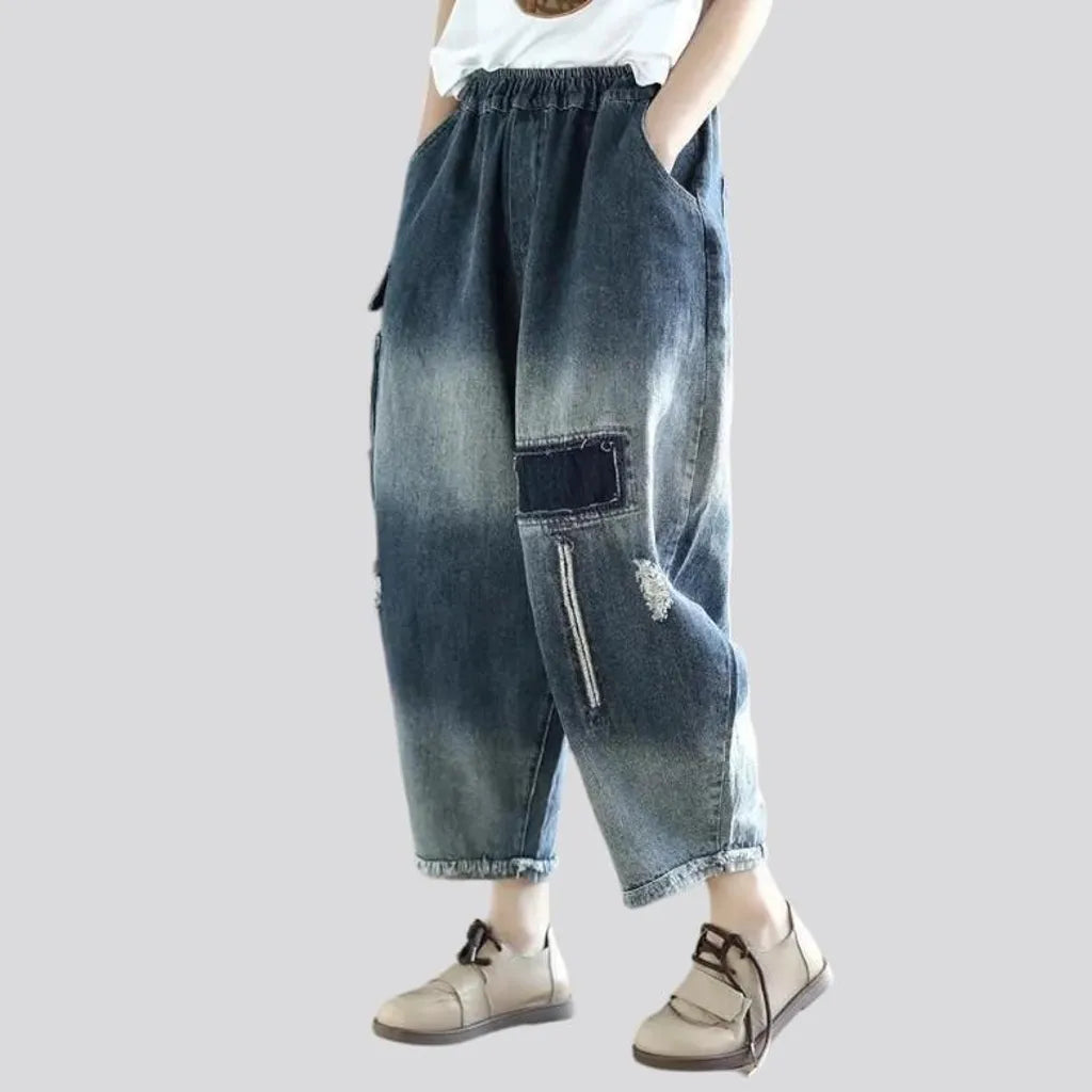 Contrast women's denim pants