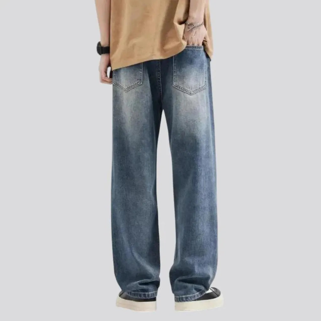 Sanded medium pattern retro men's jeans