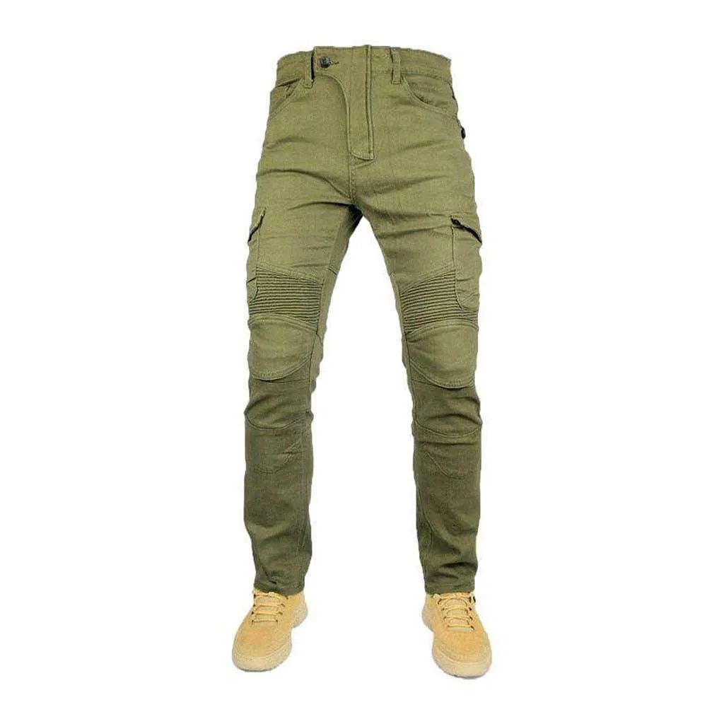 Cargo slim biker denim pants