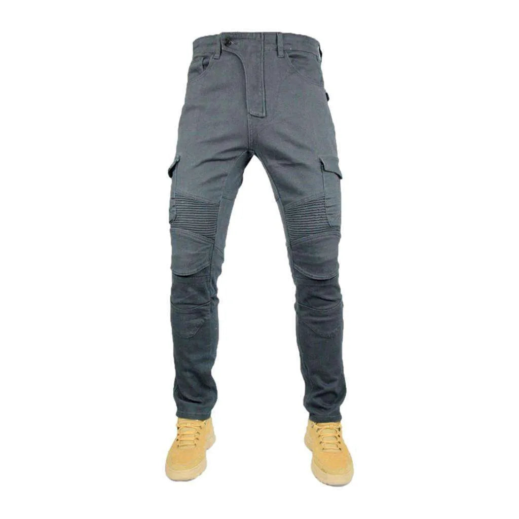 Cargo slim biker denim pants