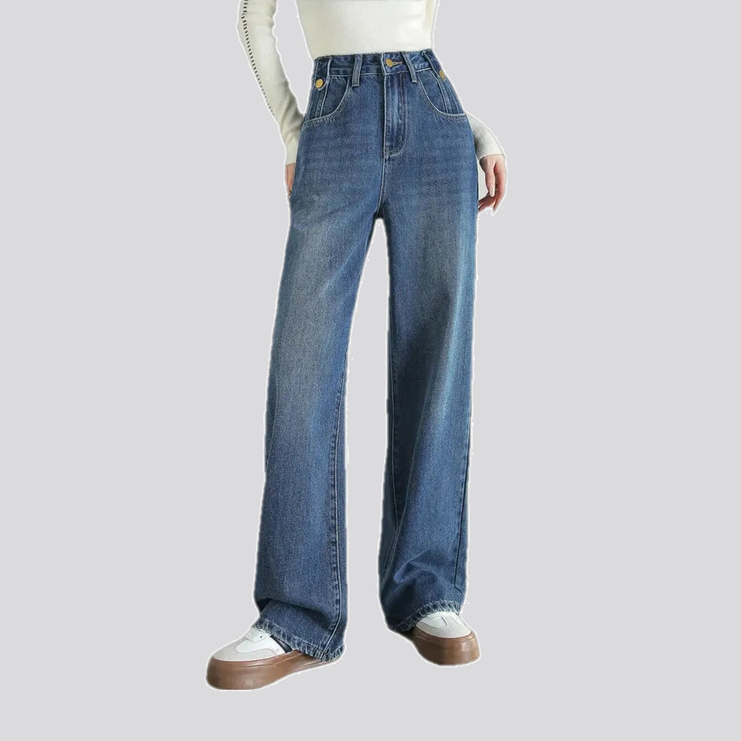 Casual Faded Lines Straight-cut Jeans for Women | Jeans4you.shop