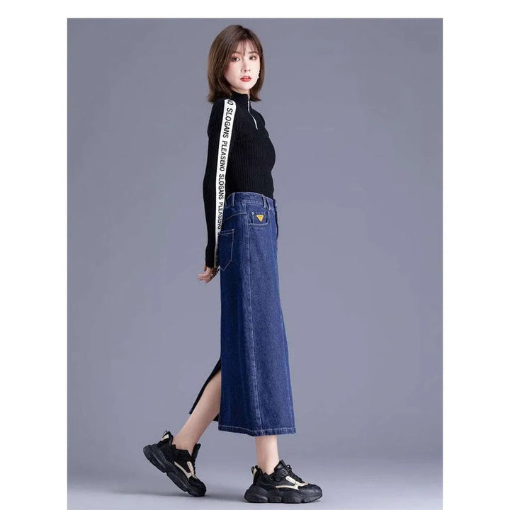 Casual long denim skirt