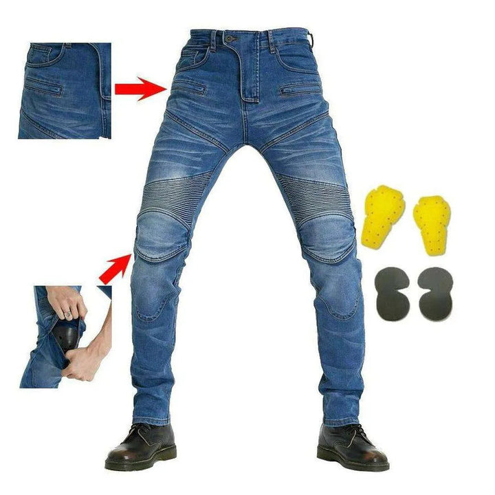 Casual men's biker denim pants