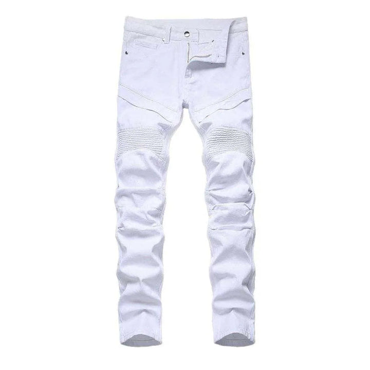 Casual men's moto denim pants