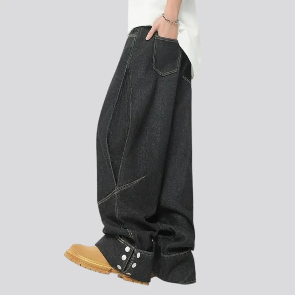 Stylish baggy fit monochrome men's jeans