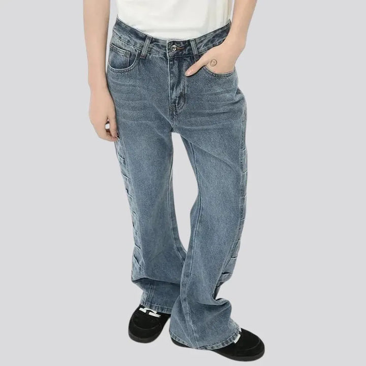 Whiskered baggy-fit street men's jeans