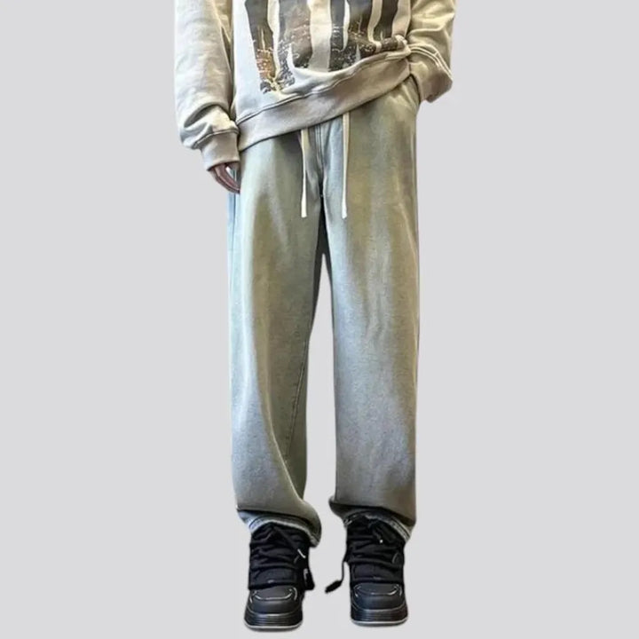 Baggy-fit retro insulated men's jean joggers