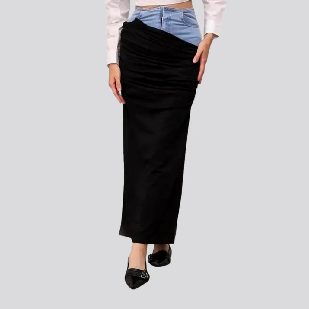 Chic Mixed Pattern High-rise Denim Skirt | Jeans4you.shop