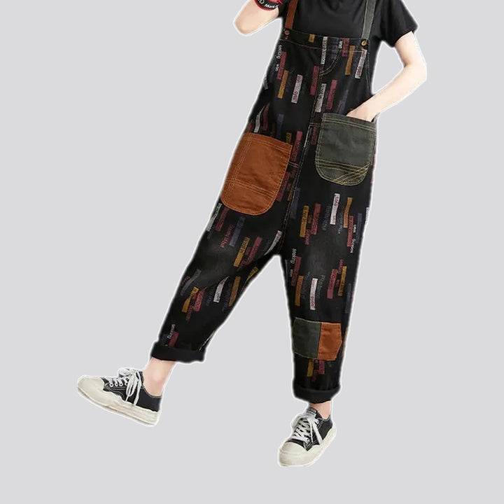 Chic Patchwork Baggy Women's Denim Dungaree | Jeans4you.shop