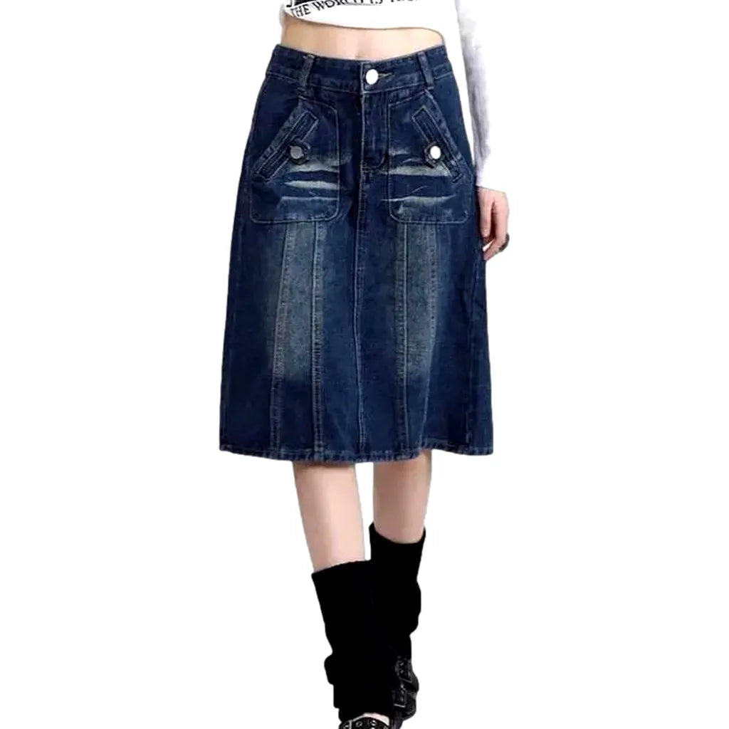 Classic sanded women's jeans skirt