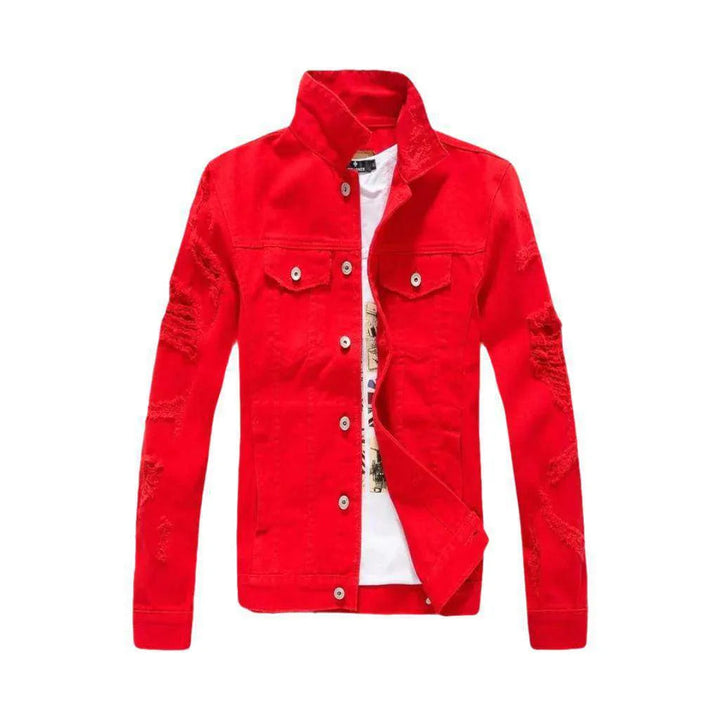 Color men's jeans jacket