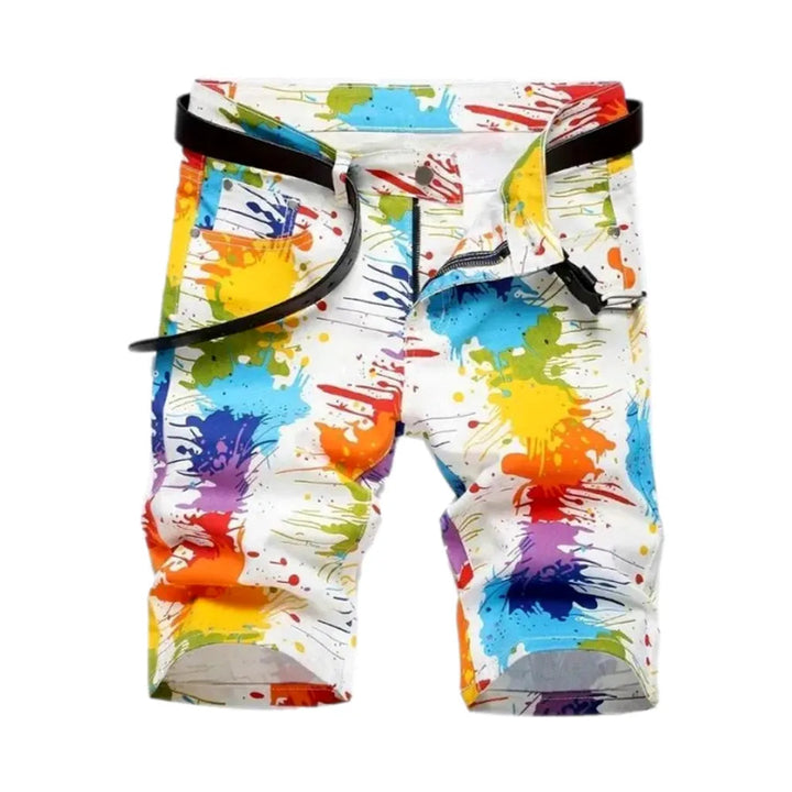 Color-stains white men's jean shorts